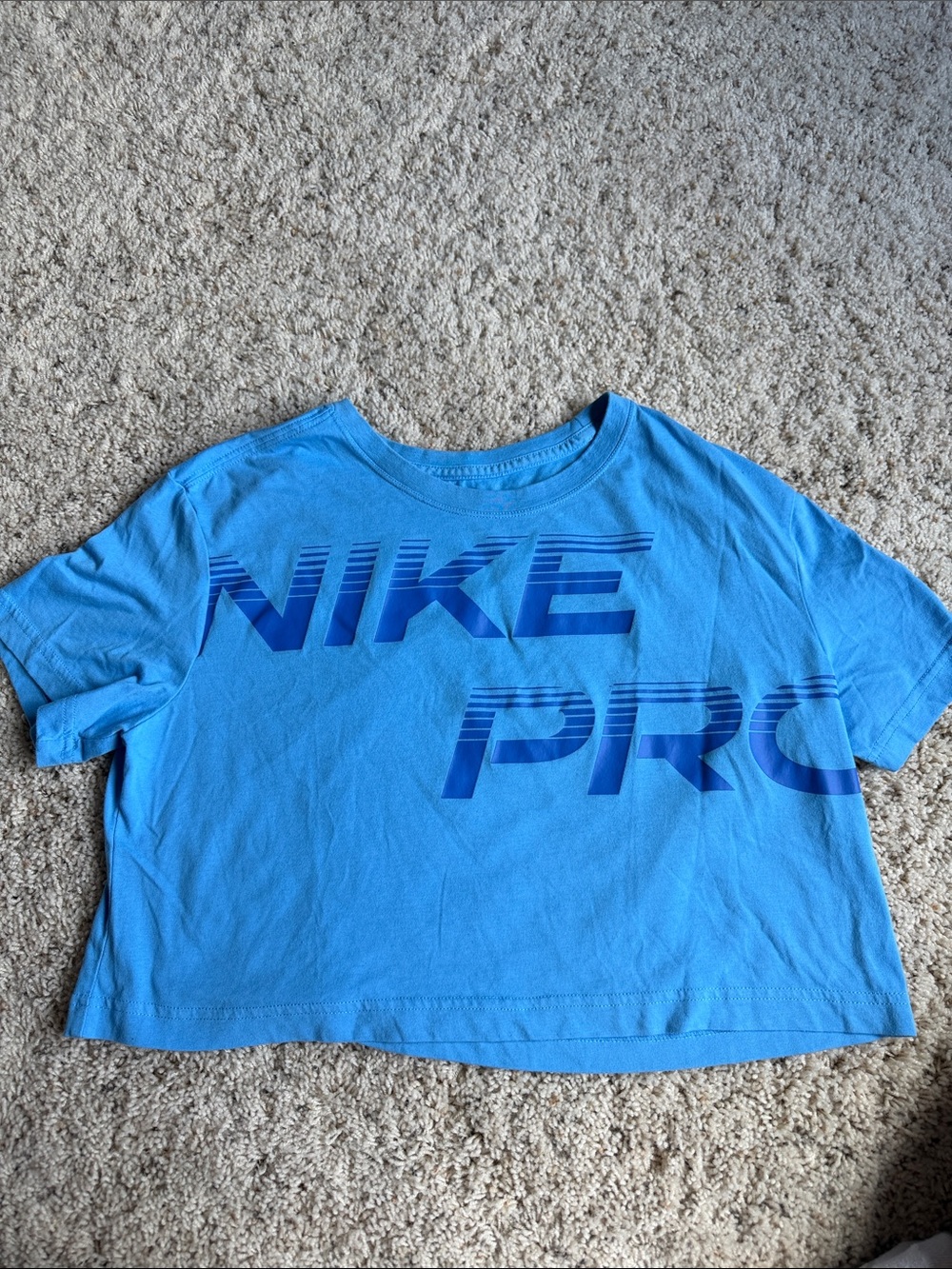 Nike Blue Crop T-Shirt with Navy Logo